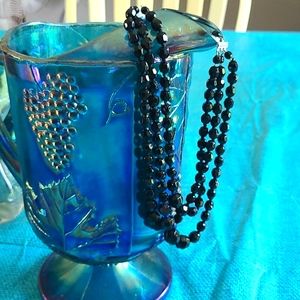 VINTAGE Black Jet glass necklace, stamped Germany